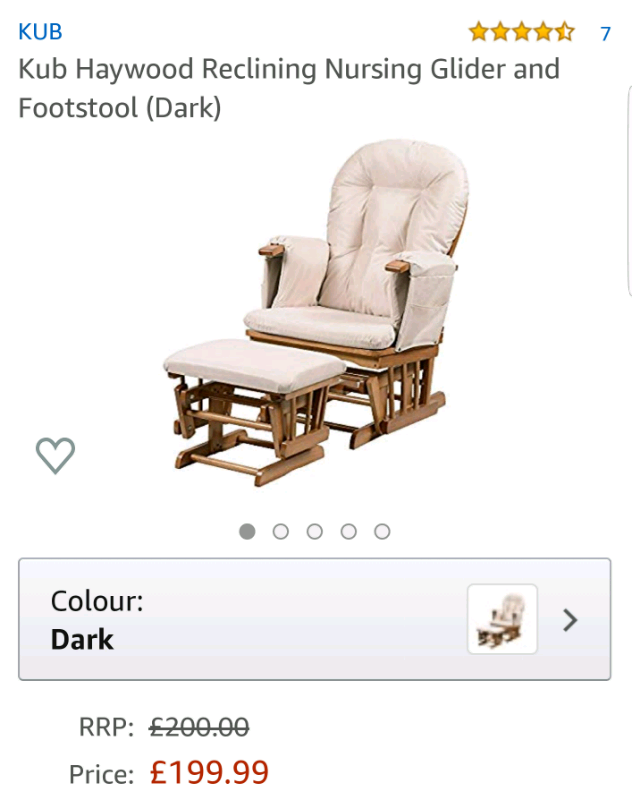 kub haywood reclining glider nursing chair and footstool